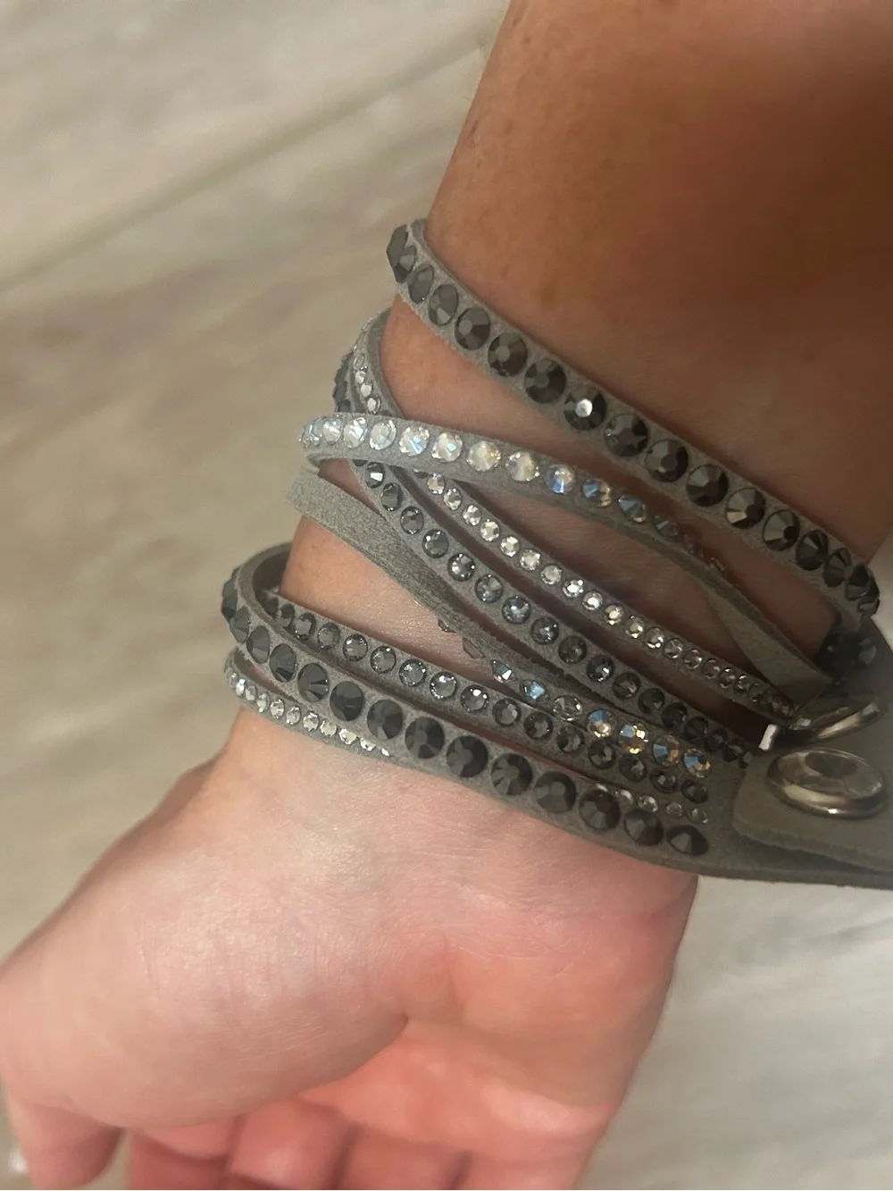 Gray Crystal Wrap Bracelet/Chocker - Women's Jewelry